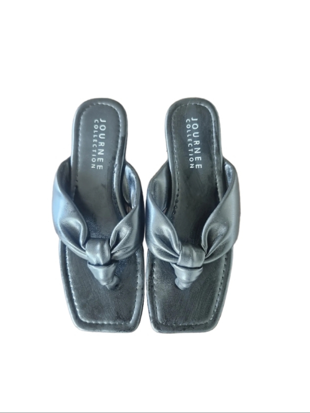 Journee Collection Black Knotted Toe-Post Sandals